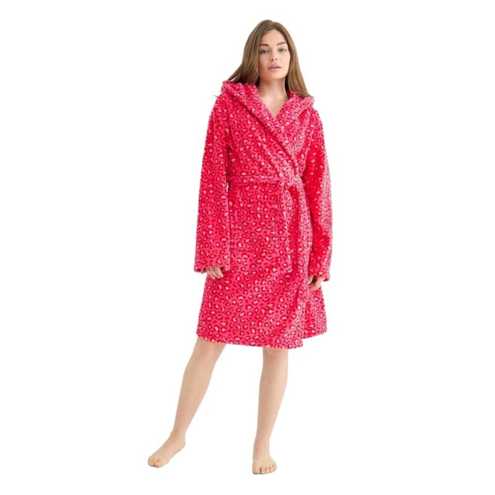 Urban Threads Womens/Ladies Leopard Print Fleece Robe / Pink